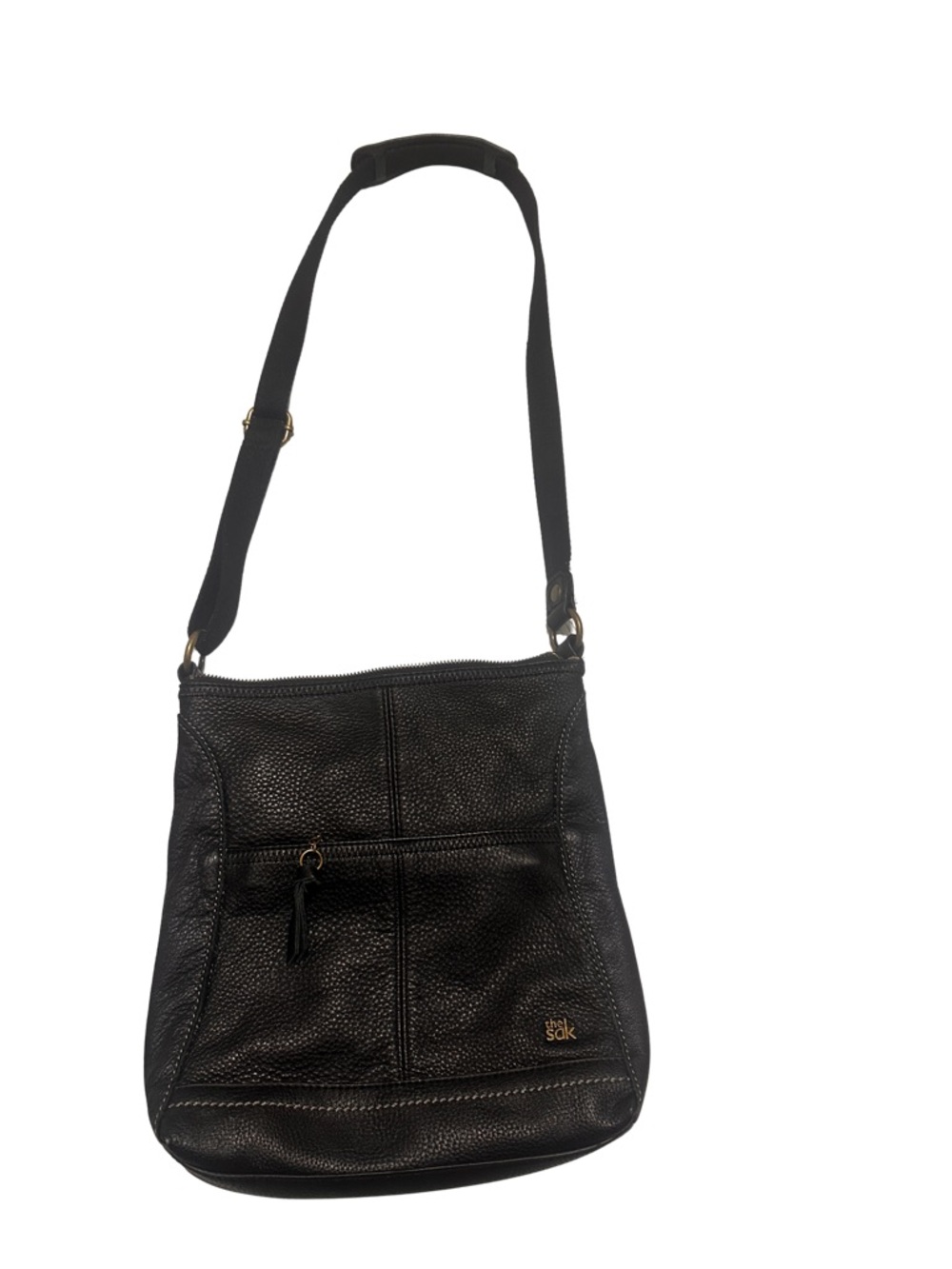 The Sak Black Pebbled Leather Crossbody Bag | Tassel Zip | Everyday Travel Purse - Picture 2 of 8